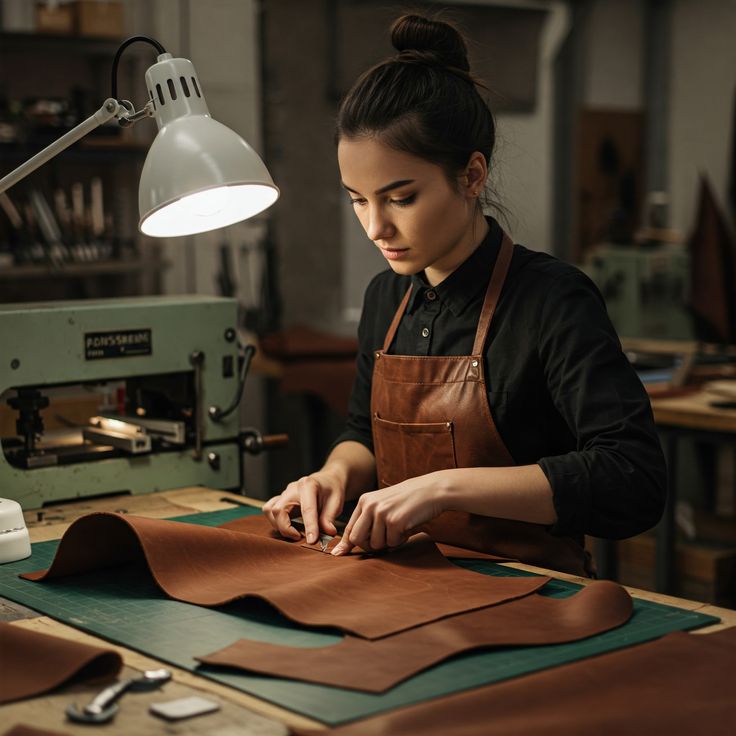 Vegetable-tanned leather in our workshop